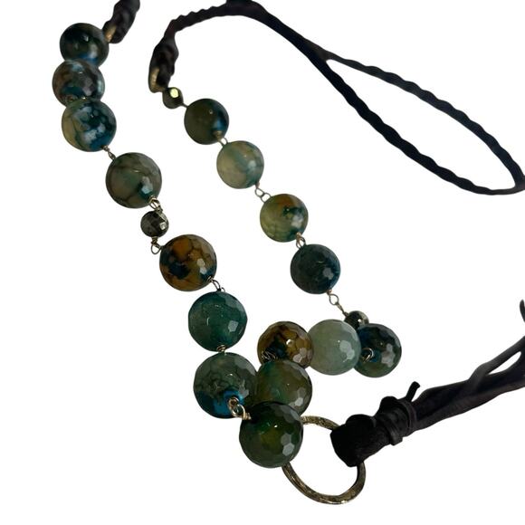 Handmade Boho Beaded Agate Necklace Braided Leather Cord Tassel Pendant Marie - Picture 9 of 10